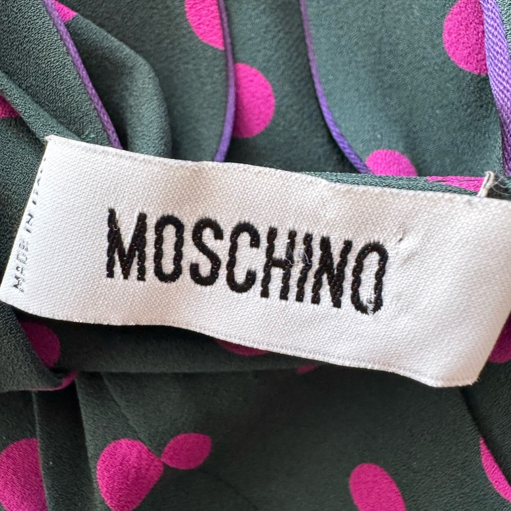 Rare Vintage Moschino Silk Polka Dot Retro Dress sz 12 - Picture 9 of 16